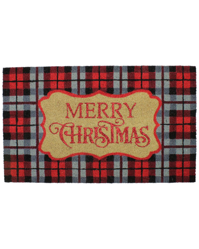 Northern Lights Northlight Red And Black Plaid Inmerry Christmasin Rectangular Doormat 18in X 30in