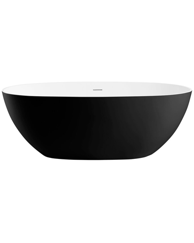 Alfi 59in Black & White Matte Oval Solid Surface Resin Soaking Bathtub