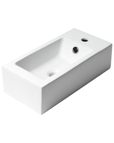 Alfi White 20in Small Rectangular Wall Mounted Ceramic Sink With Faucet Hole