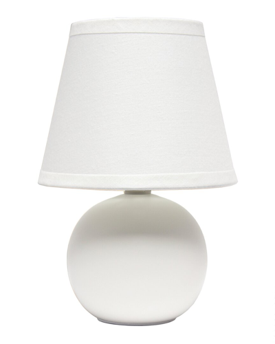 Lalia Home Creekwood Home Nauru 8.66 Traditional Petite Ceramic Orb Base Bedside Table Desk Lamp In White