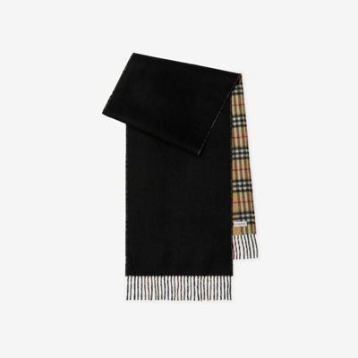 Burberry Check Cashmere Reversible Scarf In Archive Beige/black