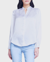 L Agence Bianca Silk Satin Blouse In White