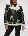 Gorski Shearling Lamb Jacket With Embroidery In Black