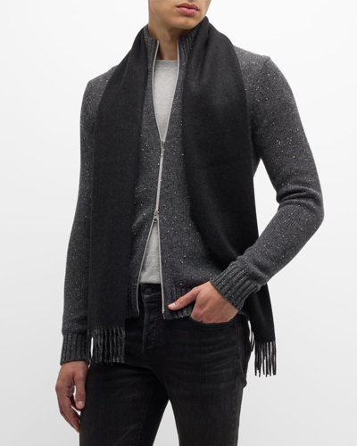 Neiman Marcus Men's Double-face Cashmere Scarf In Black/grey