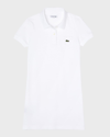Lacoste Kids' Girl's Embroidered Crocodile Pique Polo Dress In White