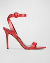 Veronica Beard Darcelle Leather Ankle-strap Sandals In Fire Red Leather