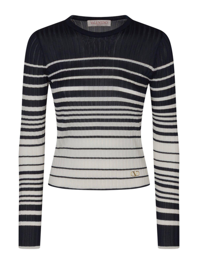 Valentino Striped Long-sleeved Jumper In Multicolor