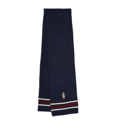 Polo Ralph Lauren Cable-knit Polo Bear Scarf In Navy