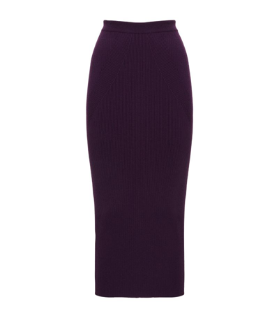 Alexander Mcqueen Ribbed Pencil Skirt In Night Shade