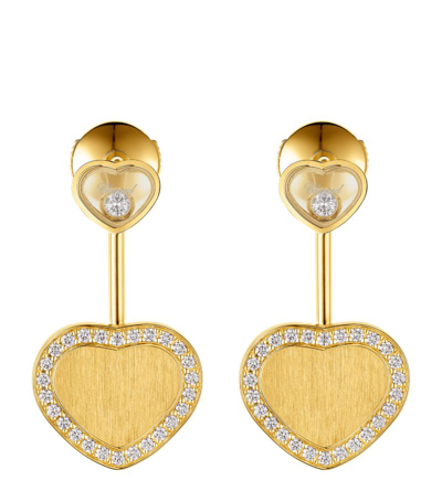 Chopard Yellow Gold And Diamond Happy Hearts Golden Hearts Earrings