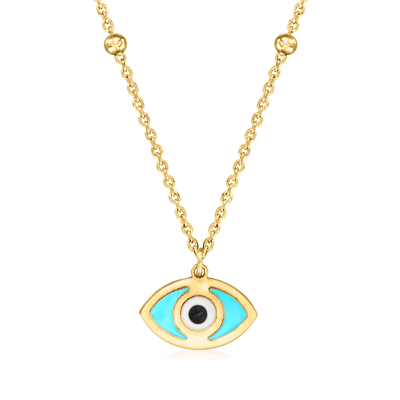 Rs Pure By Ross-simons Italian 14kt Yellow Gold Evil Eye Necklace With Multicolored Enamel