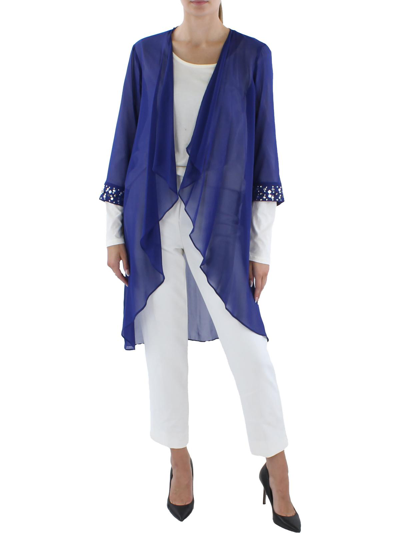 Slny Womens Chiffon Sheer Jacket In Blue