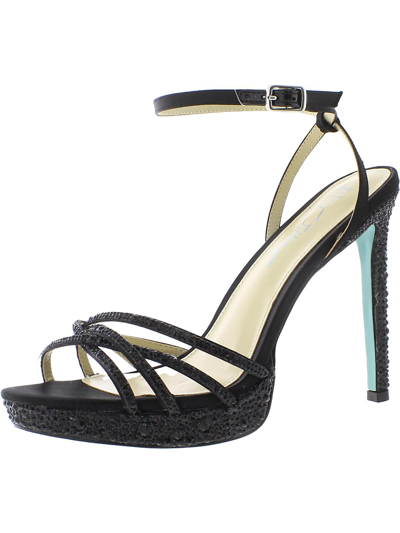 Blue By Betsey Johnson Aden Womens Embellished Ankle Strap Heels In Black