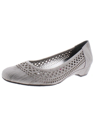 Ros Hommerson Tina Womens Slip On Laser Cut Kitten Heels In Grey