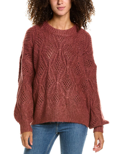 Madewell Cayden Pointelle Balloon Sleeve Wool-blend Pullover In Brown