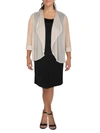 R & M RICHARDS WOMENS CONTRAST TRIM SHEER DUSTER BLAZER