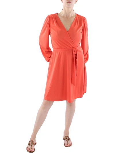 Lauren Ralph Lauren Womens Surplice Knee-length Wrap Dress In Pink