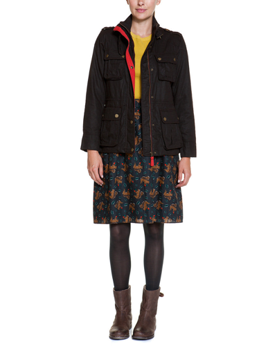 Boden Padstow Chocolate Waxed Cotton Jacket In Black