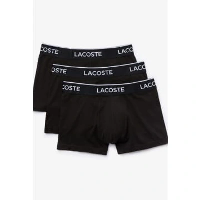 Lacoste Solid Croc Trunks 3-pack In Black