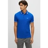 Hugo Boss Organic-cotton Polo Shirt With Embroidered Logo In Blue