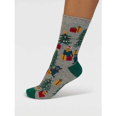 Thought Jemila Christmas Organic Cotton Socks In Grey