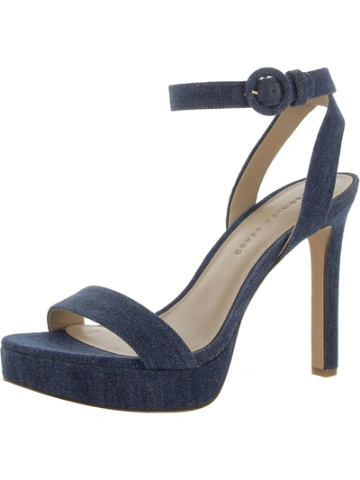 Veronica Beard Darcelle Womens Buckle Ankle Strap Heels In Blue