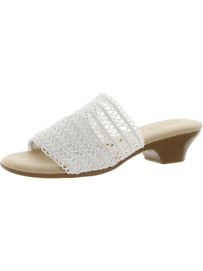 Karen Scott Elsa Womens Open Toe Slip On Slide Sandals In White