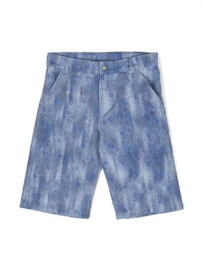 Baby Dior Button Detailed Denim Shorts In Blue