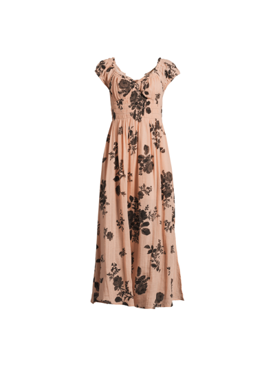 Free People Forget Me Not Midi Dress In Peach Combo No Overdye In Beige