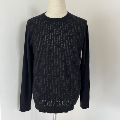 Pre-owned Fendi Black Logo Wool Sweater