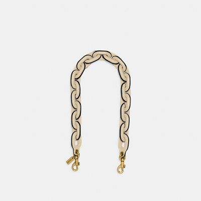 Coach Leather Covered Short Chain Strap In Brass/ivory