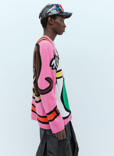 Walter Van Beirendonck Viper Wool Knit Jumper In Pink