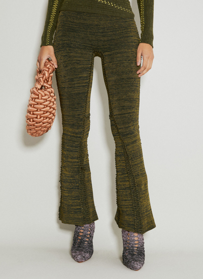 Isa Boulder Tent Flared Knit Pants In Green