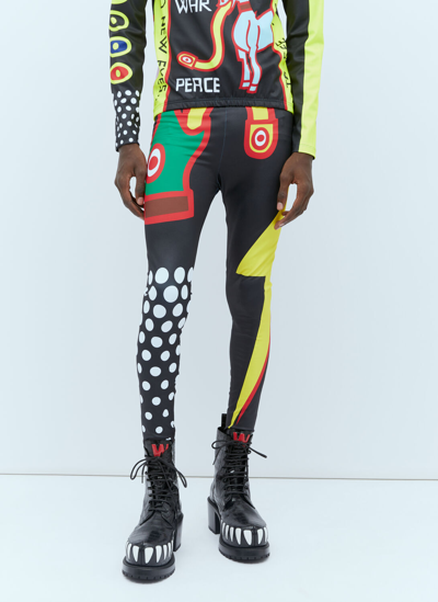 Walter Van Beirendonck Man Multicolor Leggings In Black