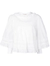 BURBERRY LACE DETAIL RUFFLE CAPE OVERLAY TOP,405600812099800