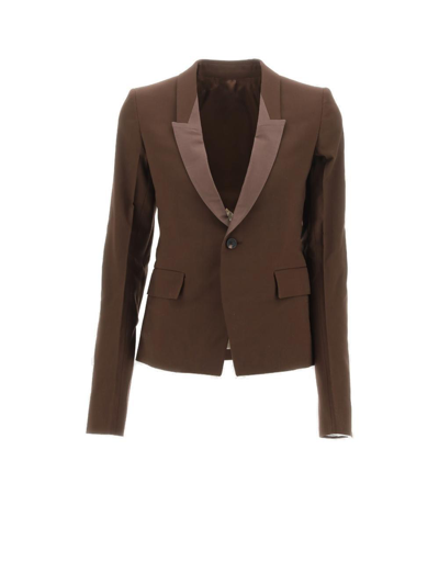 Rick Owens Single-breasted Tailored Blazer In Brown