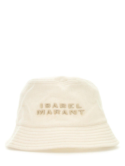 Isabel Marant Logo Embroidered Bucket Hat In Ecru