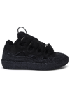 Lanvin Curb Sneakers In Black Suede And Leather In Black