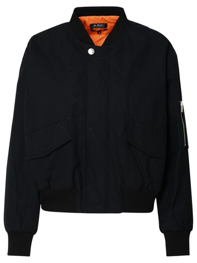 APC BLACK COTTON HALEY BOMBER JACKET