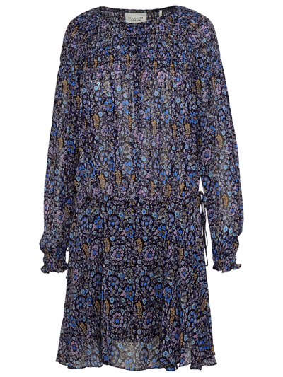 Marant Etoile Noanne Print Viscose Mini Dress In Midnight