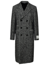 Dolce & Gabbana Double-breasted Wool Houndstooth Coat In Black