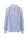 VALENTINO STRIPED BUTTON-UP BLOUSE
