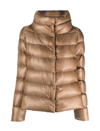 Herno Funnel-neck Padded Jacket In Cammello