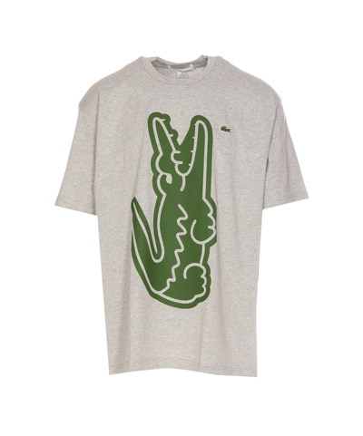 Comme Des Garçons Shirt X Lacoste Logo-print Cotton T-shirt In Grey