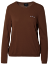 Apc Tan Embroidered Sweater In Brown