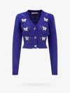 Alessandra Rich Alpaca Blend Cardigan With Butterfly Embroideries In Pink