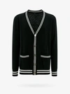 Balmain Black Cardigan With Striped Trim And Branded Buttons In Wool Blend Man In Black