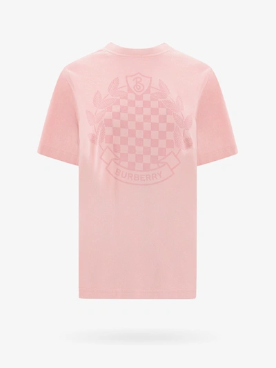 Burberry Chequered Crest Cotton T-shirt In Pink