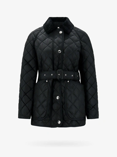 Burberry Leather Printed Jackets In Black