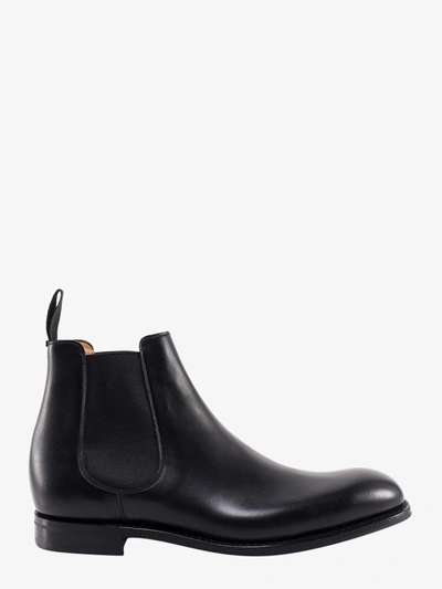 Church's Leather Ankle Boots With Elastic Side Panels In Black
